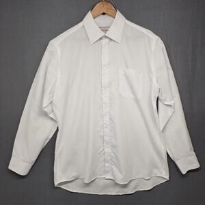 Stefano Mens Dress Shirt 16.5 4/5 White Pocket Long Sleeve Button Up Vintage